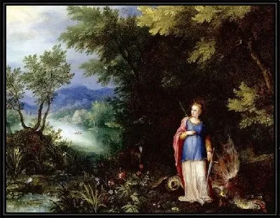 Святая Маргарита и дракон в пейзаже