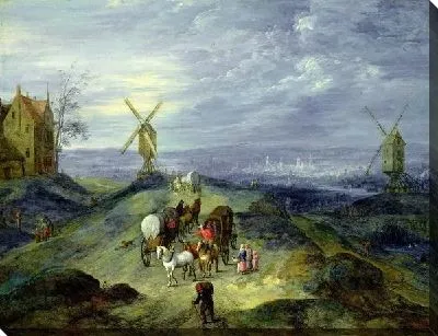 Картина Пейзаж с двумя мельницами