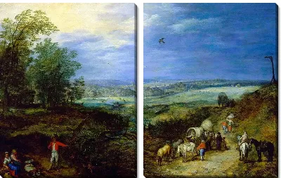 Картина Пейзаж с крестьянами