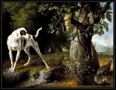 Картина Пейзаж с собакой и куропатками