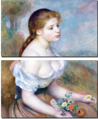 Модульная картина Девушка с ромашками