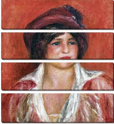 Модульная картина Женщина в красной  шляпе