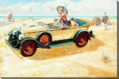 Картина маслом Ретро автомобиль на пляже