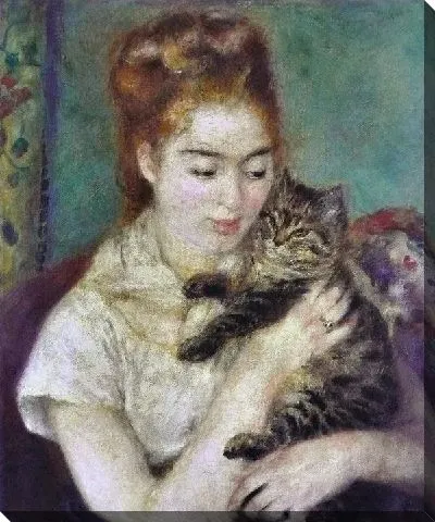 Картина маслом Девушка с котом