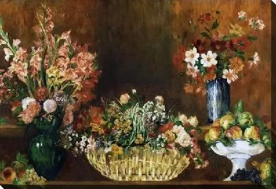 Картина маслом Натюрморт с цветами и фруктами