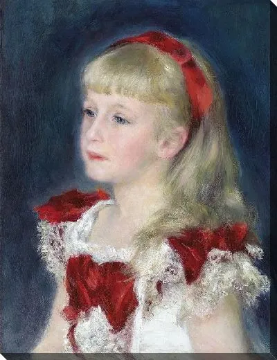 Картина маслом Девочка с красными лентами в волосах