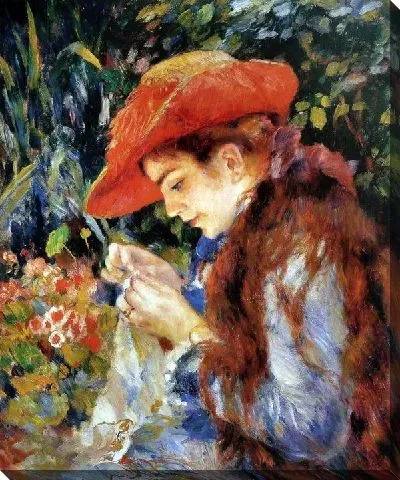 Картина маслом Вышивающая девушка