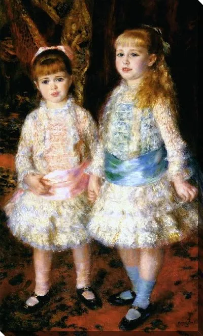 Картина маслом Девочки в голубом и розовом платьях