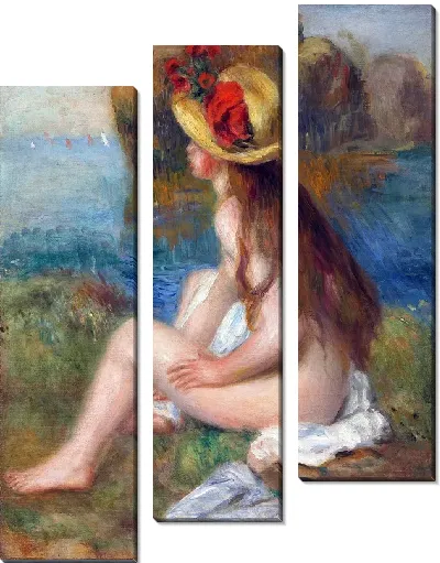 Модульная картина Обнаженная в соломенной шляпе