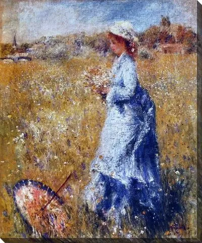 Картина маслом Девушка собирающая цветы