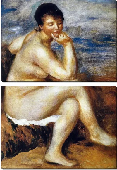 Модульная картина Купальщица сидящая на камне