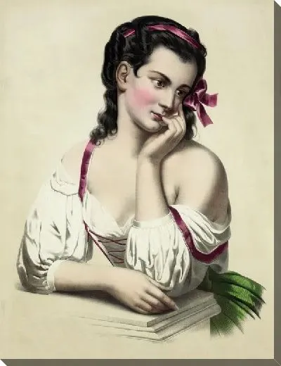 Картина Девушка с бордовыми лентами в волосах