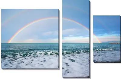 Модульная картина Двойная радуга над морем