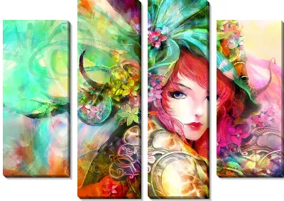 Модульная картина Девушка в цветах (Girl in flowers) №2