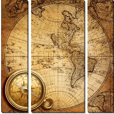 Модульная картина Карта и компас (Map and compass)