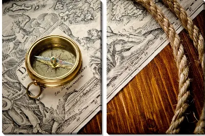 Модульная картина Карта и компас (Map and compass) №5