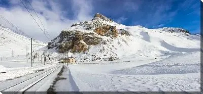 Постер Зимняя панорама горы Бернина в Альпах