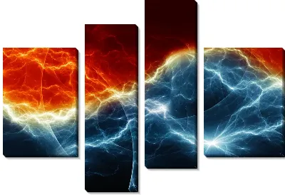 Модульная картина Фрактал красно-синий