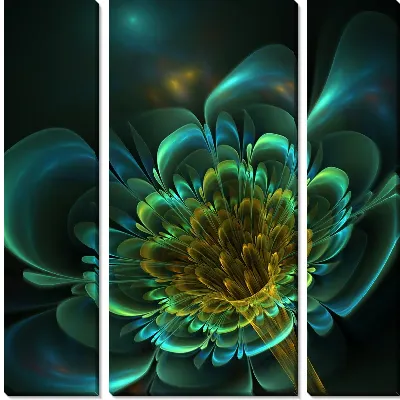 Модульная картина Фрактал салатовый букет