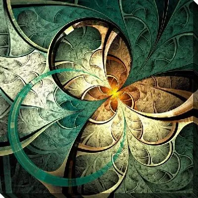 Постер Фрактал зеленый механизм