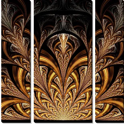 Модульная картина Фрактал золотые врата