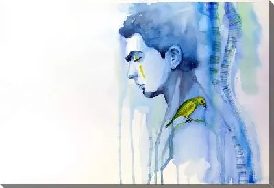 Картина маслом Портрет мужчины с птицей на плече