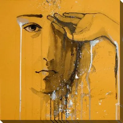 Картина маслом Портрет девушки на желтом фоне