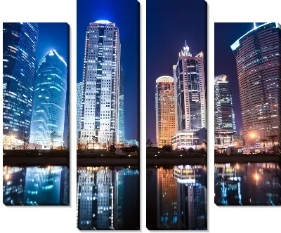 Модульная картина Ночной Шанхай