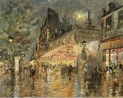 Картина Париж, кафе Ля Марин