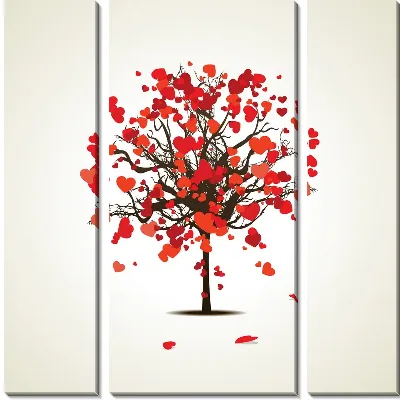 Модульная картина Дерево с валентинками