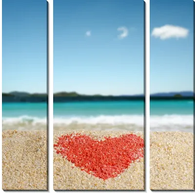 Модульная картина Сердце-валентинка на песке