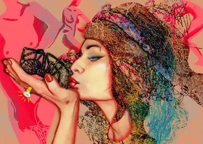 Плакат Арт портрет девушки и паука