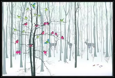 Картина Снегири в лесу