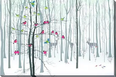 Снегири в лесу