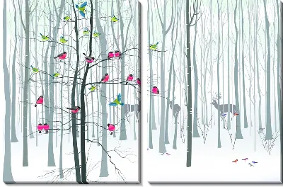 Снегири в лесу