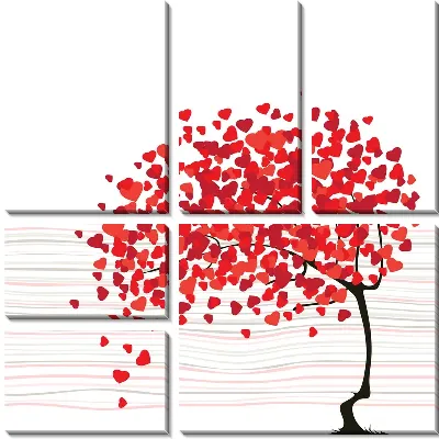 Модульная картина Дерево сердец