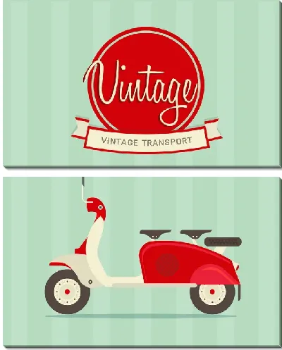 Модульная картина Винтажный мотоцикл