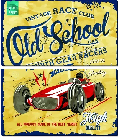 Модульная картина Винтаж гонки