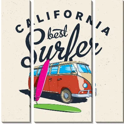 Модульная картина Серфинг — Калифорния