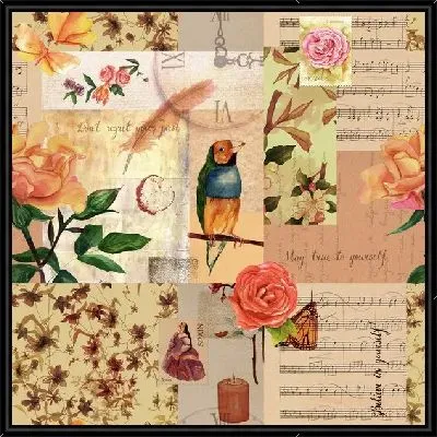 Коллаж цветы и ноты