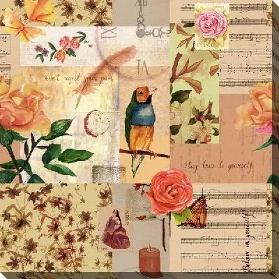 Коллаж цветы и ноты