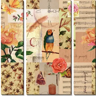 Коллаж цветы и ноты