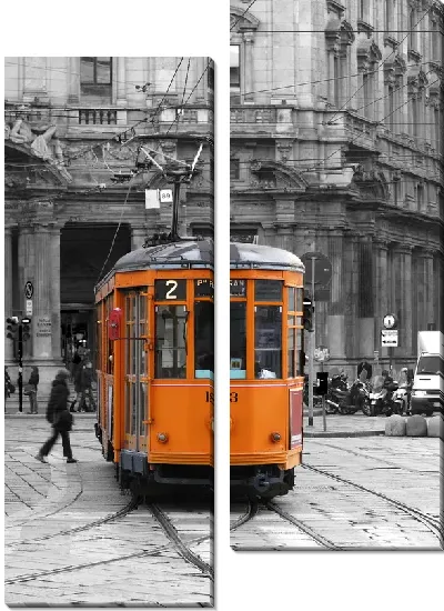 Модульная картина Оранжевый трамвай