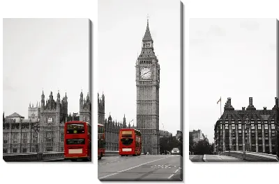 Модульная картина Два красных автобуса в Лондоне