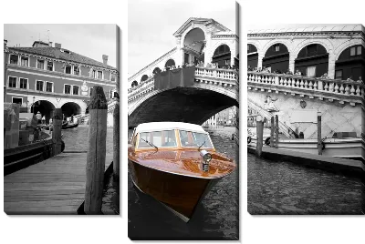 Модульная картина Лодка на фоне венецианского моста