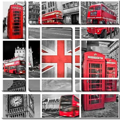 Модульная картина Коллаж из Лондонских достопримечательностей