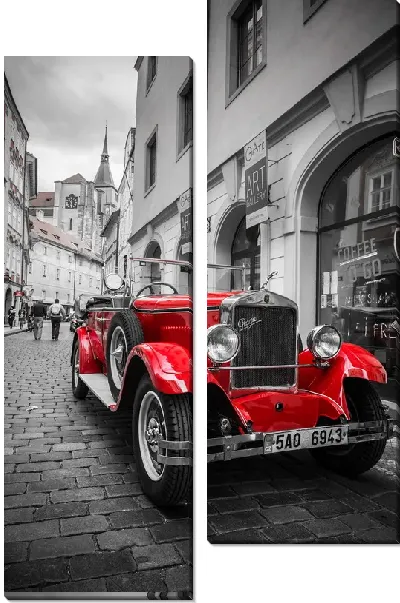 Модульная картина Красный ретро-автомобиль