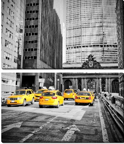 Модульная картина Желтое такси на городской дороге