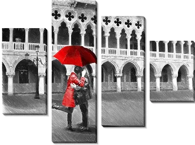 Пара под зонтом на площади Сан Марко в Венеции