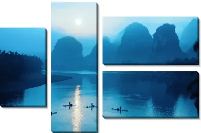 Модульная картина Туман над китайской рекой